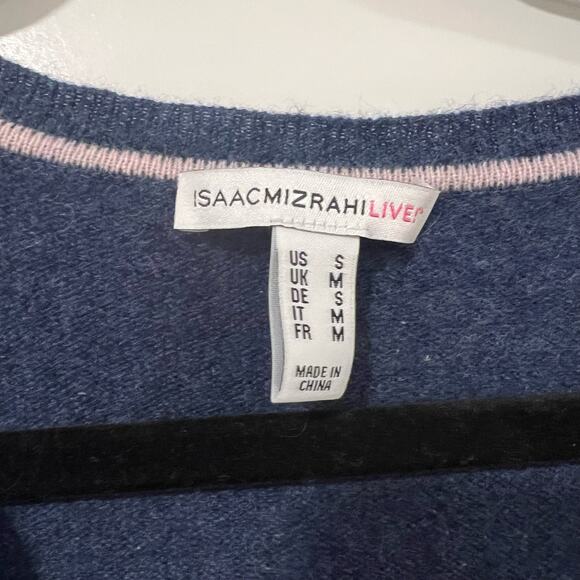 Isaac Mizrahi Live Women's 100% Cashmere Sweater with Ruffle Blue Size Small - Picture 4 of 10